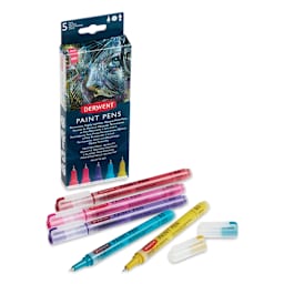Derwent Paint Pens and Sets - 5 markers from Palette 3 shown in front of  package 