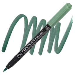 Zig Fudebiyori Metallic Brush Pen - Green pen and swatch