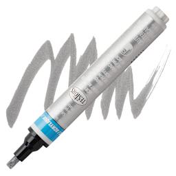 Testors Acrylic Paint Marker - Silver marker and swatch