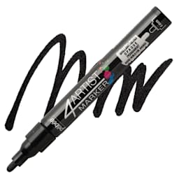 Pebeo 4Artist Marker - Black, 4 mm marker and swatch