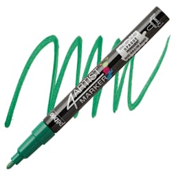 Pebeo 4Artist Marker - Dark Green, 2 mm marker and swatch