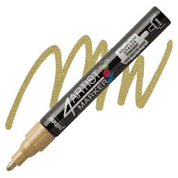 Pebeo 4Artist Marker - Gold, 4 mm marker and swatch