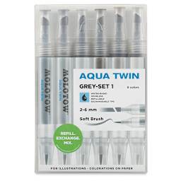 Molotow Aqua Twin Markers and Sets - Front of package of Grays Set 1