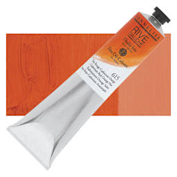 Sennelier Rive Gauche Artists Oil Color - Cadmium Red Orange Hue, 200 ml tube and swatch