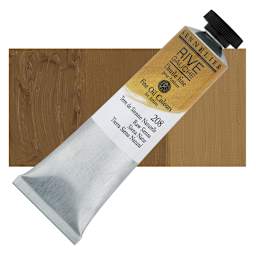 Sennelier Rive Gauche Artists Oil Color - Raw Sienna, 40 ml tube and swatch