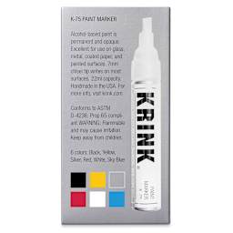 Krink K-75 Paint Markers - Set of 6 (back of package)