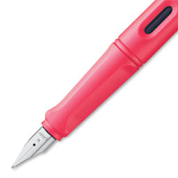 Lamy Safari Fountain Pen - Sunset Coral, Extra Fine Nib, close-up