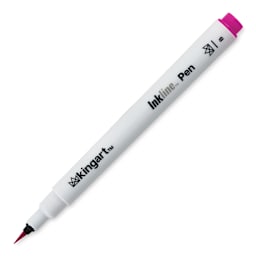 Kingart Inkline Artists Pen Sets - Single Pink Brush Tip pen shown uncapped at angle
