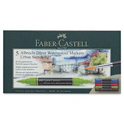 Faber-Castell Albrecht Dürer Watercolor Markers - Urban Sketching Tones, Set of 5 (front of package)