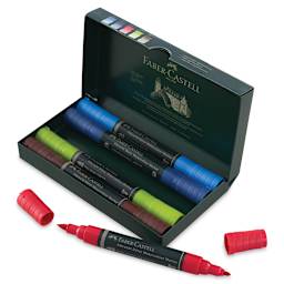 Faber-Castell Albrecht Dürer Watercolor Markers - Urban Sketching Tones, Set of 5 (package open with one marker out and caps off)
