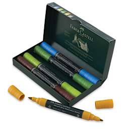 Faber-Castell Albrecht Dürer Watercolor Markers - Plein Air Tones, Set of 5 (one marker removed with caps off)