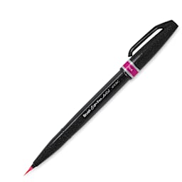 Pentel Arts Micro Brush Tip Sign Pens - Single Pink Pen shown uncapped at angle
