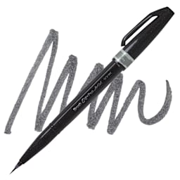 Pentel Arts Micro Brush Tip Sign Pen - Gray pen and swatch