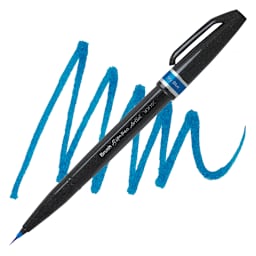 Pentel Arts Micro Brush Tip Sign Pen -  Sky Blue pen and swatch