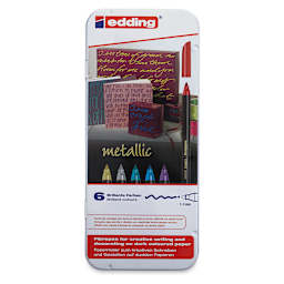 Edding Metallic Markers and Set - Front of 6 pc Marker Tin