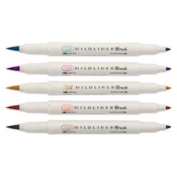 Zebra Mildliner Double Ended Brush Pens - Set of 5, Warm Colors