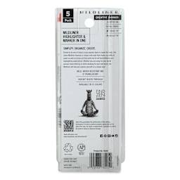 Zebra Mildliner Double Ended Creative Markers - Cool & Refined Colors, Set of 5 (back of package)