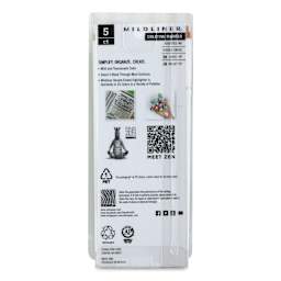 Zebra Mildliner Double Ended Creative Markers - Neutral Colors, Set of 5 (back of package)