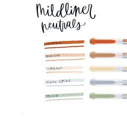 Zebra Mildliner Double Ended Creative Markers - Neutral Colors, Set of 5 (pens with color swatches)