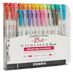Zebra Mildliner Double Ended Brush Pens - Set of 25, Assorted Colors, front of the packaging