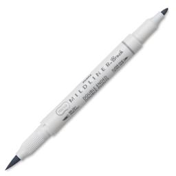 Zebra Mildliner Double Ended Brush Pen - Gray, caps off