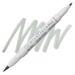 Zebra Mildliner Double Ended Brush Pen - Gray, swatch and pen