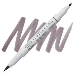 Zebra Mildliner Double Ended Brush Pen - Dark Gray, swatch and pen
