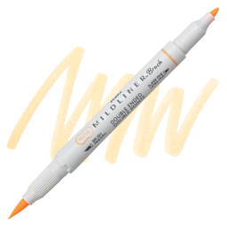 Zebra Mildliner Double Ended Brush Pen - Orange, swatch and pen