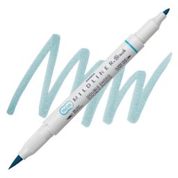 Zebra Mildliner Double Ended Brush Pen - Smoke Blue, swatch and pen