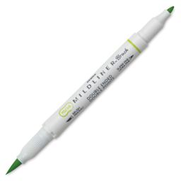Zebra Mildliner Double Ended Brush Pen - Citrus Green, caps off