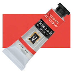 Richeson Casein Paint the Shiva Series - Cadmium Red Scarlet, 37 ml Tube and swatch