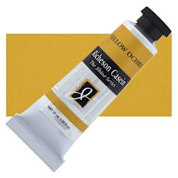 Richeson Casein Paint the Shiva Series - Yellow Ochre, 37 ml tube and swatch