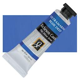 Richeson Casein Paint the Shiva Series - Ultramarine Blue Deep, 37 ml tube and swatch