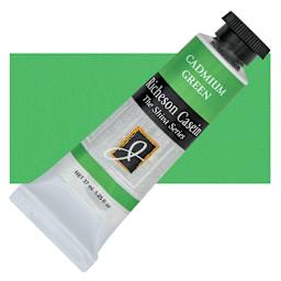 Richeson Casein Paint the Shiva Series - Cadmium Green, 37 ml tube and swatch