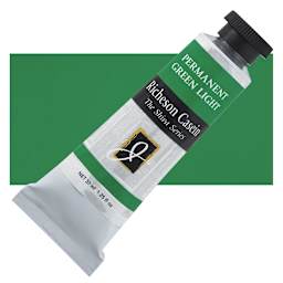 Richeson Casein Paint the Shiva Series - Permanent Green Light, 37 ml tube and swatch