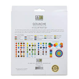 Art Advantage Gouache - Assorted Colors, Set of 18, 12 ml, Tubes (Back of packaging)