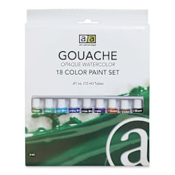 Art Advantage Gouache - Assorted Colors, Set of 18, 12 ml, Tubes (Front of packaging)
