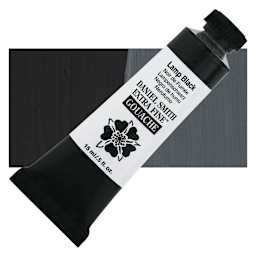Daniel Smith Extra Fine Gouache - Lamp Black, 15 ml Tube and swatch
