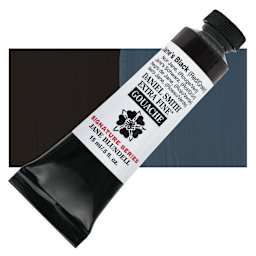 Daniel Smith Extra Fine Gouache - Jane's Black (Red/Green), 15 ml tube and swatch