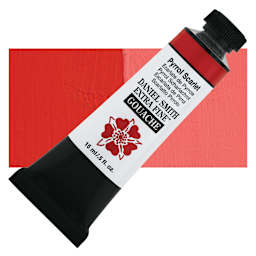 Daniel Smith Extra Fine Gouache - Pyrrol Scarlet, 15 ml Tube and swatch