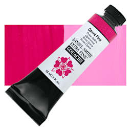 Daniel Smith Extra Fine Gouache - Opera Pink, 15 ml tube and swatch