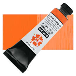 Daniel Smith Extra Fine Gouache - Cadmium Orange Hue, 15 ml Tube and swatch