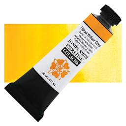 Daniel Smith Extra Fine Gouache - Hansa Yellow Deep, 15 ml Tube and swatch