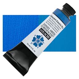 Daniel Smith Extra Fine Gouache - Iridescent Electric Blue, 15 ml Tube and swatch