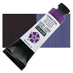 Daniel Smith Extra Fine Gouache - Carbazole Violet, 15 ml Tube and swatch