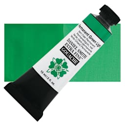 Daniel Smith Extra Fine Gouache - Permanent Green Light, 15 ml Tube and swatch