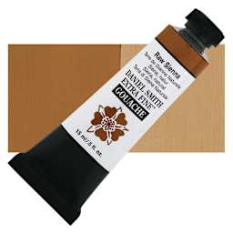 Daniel Smith Extra Fine Gouache - Raw Sienna, 15 ml Tube and swatch