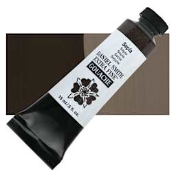 Daniel Smith Extra Fine Gouache - Sepia, 15 ml tube and swatch
