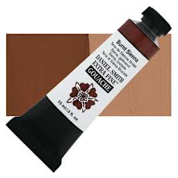 Daniel Smith Extra Fine Gouache - Burnt Sienna, 15 ml Tube and swatch