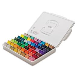 Himi Jelly Gouache Paints Set of 56, Assorted 30 ml cups in an open case